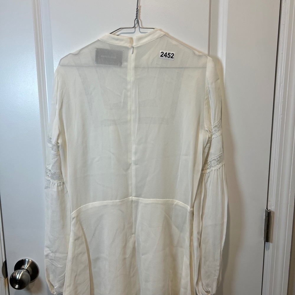 Reformation Women Lace Inset Long Sleeve Mini Dress‎ Ivory White 8 - Picture 10 of 10